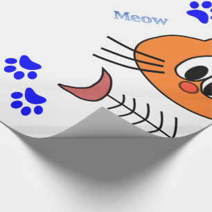 Cadeau Papier d'emballage brillant, os de poisson chat mi