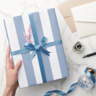 Cadeau Papier d'emballage brillant rayure bleue et blanch