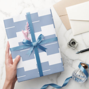 Cadeau Papier d'emballage brillant rayure bleue et blanch
