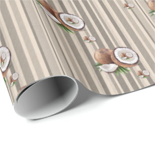 Cadeau Papier d'emballage brillant rayure marron amande