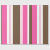 Cadeau Papier d'emballage brillant rayure marron et rose  (Plat)