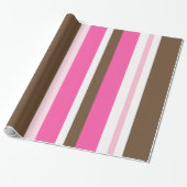 Cadeau Papier d'emballage brillant rayure marron et rose  (Déroulé)