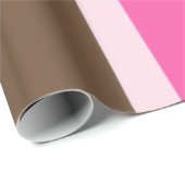 Cadeau Papier d'emballage brillant rayure marron et rose  (Coin rond)