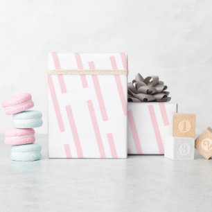 Cadeau Papier d'emballage brillant rayure rose et blanc