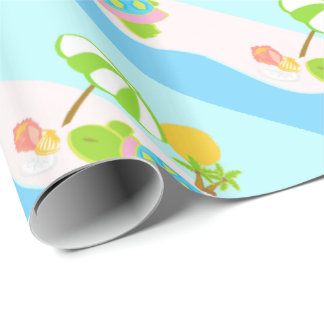 Cadeau Papier d'emballage brillant rose de tortue de mer,