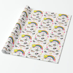 Cadeau Papier d'emballage brillant, vaches nuages soleil