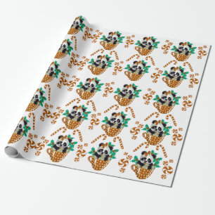 Cadeau Papier d'emballage Brown Panda Christmas