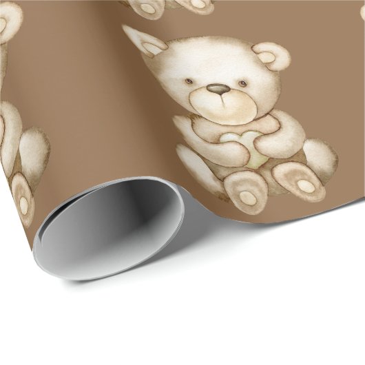Cadeau Papier d'emballage brun en teddy (Coin rond)