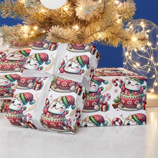 Cadeau Papier d'emballage Câlin de marshmallow de cacao (Vacances)