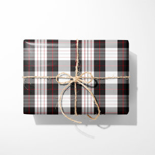 Cadeau Papier d'emballage carreauté noir blanc et rouge m
