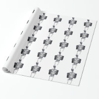 Papier d'emballage carrelé blanc squelettique de