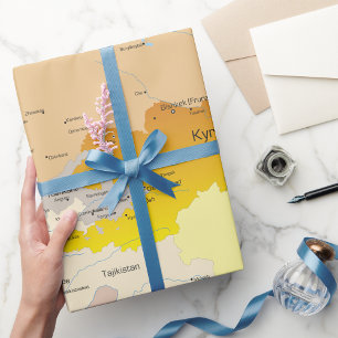 Cadeau Papier d'emballage carte du Kirghizistan