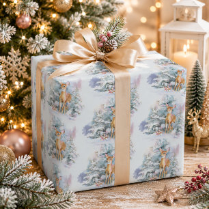 Cadeau Papier d'emballage Cerf de Noël enneigé