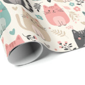 Cadeau Papier d'emballage chat (Coin rond)