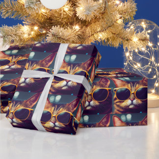 Cadeau Papier d'emballage CHAT COOL