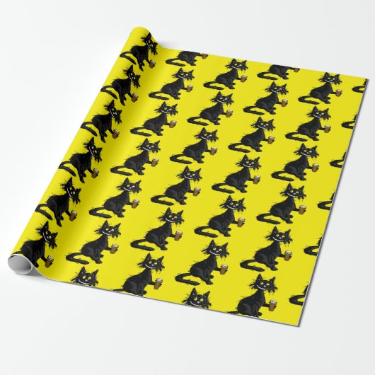 Cadeau Papier d'emballage Chat Drôle (Déroulé)