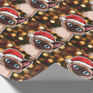 Cadeau papier d'emballage chat siamois