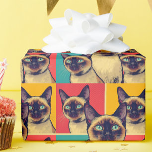 Cadeau papier d'emballage chat siamois