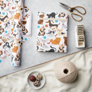 Cadeau Papier d'emballage Chats et Chiens Mignons