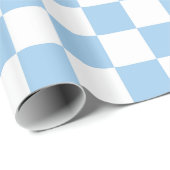 Cadeau Papier d'emballage Checkered bleu-clair et blanc (Coin rond)