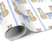 Cadeau Papier d'emballage Cheetah et arcs bleus (Coin rond)