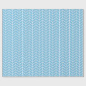 Cadeau Papier d'emballage Chevron - Blanc sur bleu clair (Plat)