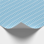 Cadeau Papier d'emballage Chevron - Blanc sur bleu clair (Coin)