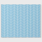 Cadeau Papier d'emballage Chevron - Blanc sur bleu clair  (Plat)