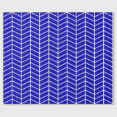 Cadeau Papier d'emballage Chevron - Blanc sur bleu Royal  (Plat)