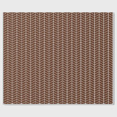 Cadeau Papier d'emballage Chevron - Blanc sur Brown (Plat)