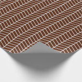 Cadeau Papier d'emballage Chevron - Blanc sur Brown (Coin)