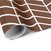 Cadeau Papier d'emballage Chevron - Blanc sur Brown |XL| (Coin rond)