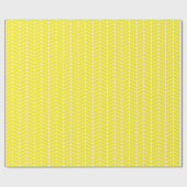 Cadeau Papier d'emballage Chevron - Blanc sur Jaune (Plat)