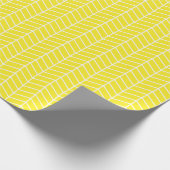Cadeau Papier d'emballage Chevron - Blanc sur Jaune (Coin)