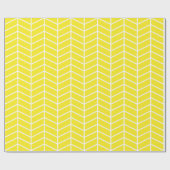 Cadeau Papier d'emballage Chevron - Blanc sur Jaune |XL| (Plat)