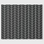 Cadeau Papier d'emballage Chevron - Blanc sur noir |XL| (Plat)