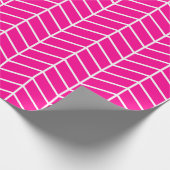 Cadeau Papier d'emballage Chevron - Blanc sur rose chaud (Coin)