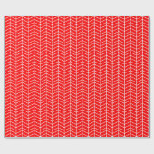 Cadeau Papier d'emballage Chevron - Blanc sur rouge (Plat)