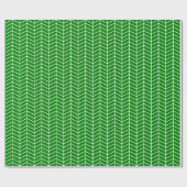 Cadeau Papier d'emballage Chevron - Blanc sur vert (Plat)