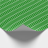 Cadeau Papier d'emballage Chevron - Blanc sur vert (Coin)