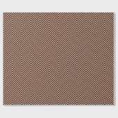 Cadeau Papier d'emballage Chevron Line - Blanc sur Brown  (Plat)