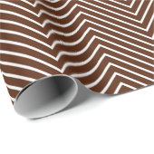 Cadeau Papier d'emballage Chevron Line - Blanc sur Brown  (Coin rond)