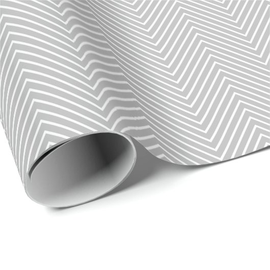 Cadeau Papier d'emballage Chevron Line - Blanc sur gris (Coin rond)