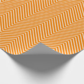 Cadeau Papier d'emballage Chevron Line - Blanc sur orange (Coin)