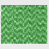 Cadeau Papier d'emballage Chevron Line - Blanc sur vert | (Plat)