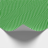 Cadeau Papier d'emballage Chevron Line - Blanc sur vert | (Coin)