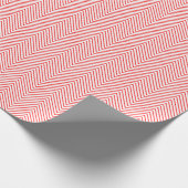 Cadeau Papier d'emballage Chevron Line - Rouge sur blanc (Coin)