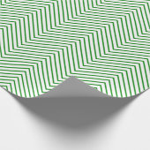 Cadeau Papier d'emballage Chevron Line - Vert sur blanc | (Coin)