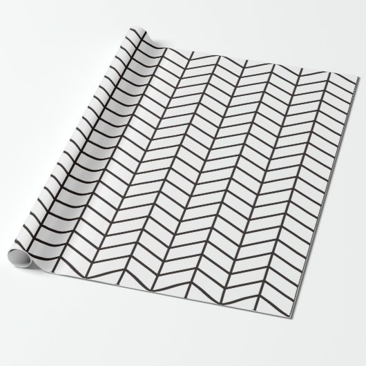 Cadeau Papier d'emballage Chevron - noir sur blanc |XL| (Déroulé)