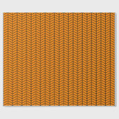 Cadeau Papier d'emballage Chevron - Noir sur orange (Plat)